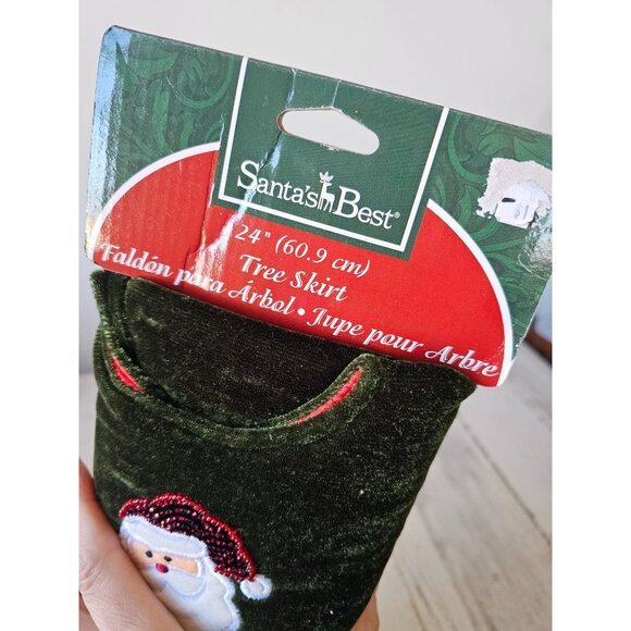 Santa's best mini tree skirt beaded lights red green velvet unique well made new - Picture 8 of 8